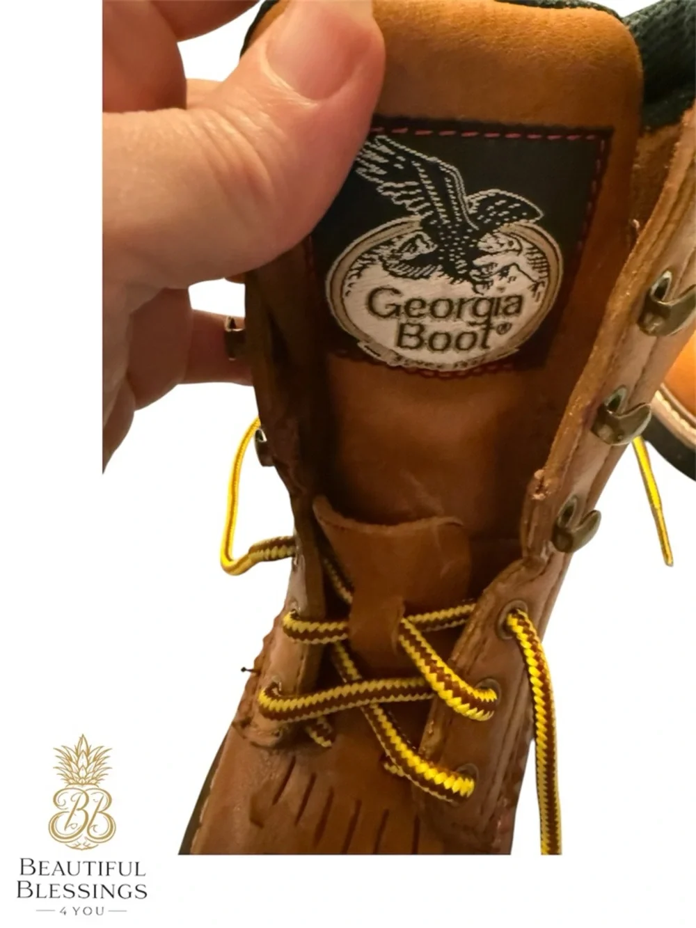 9.5 Boys Georgia Brown Leather Boots - Lace Up